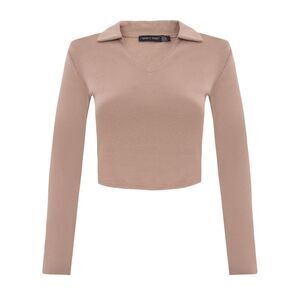I Saw It First Womens/Ladies Collared Long-Sleeved Top / Mocha